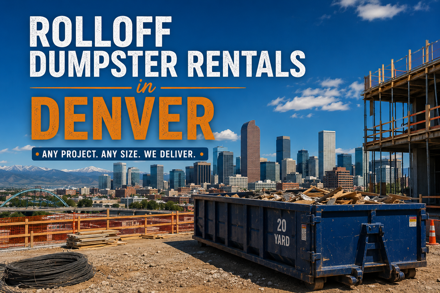 Roll-off dumpster rental at a Denver construction site